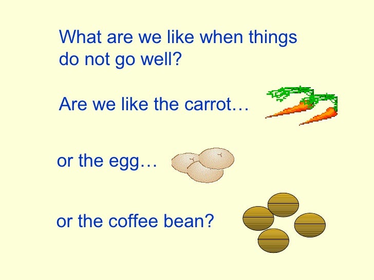 The carrot, the egg and the coffee bean in life lessons