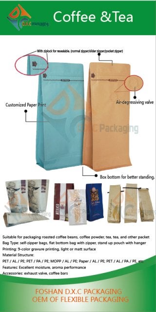 Coffee bag snack food bag whey protein pouch pet food packaging