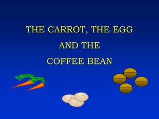 THE CARROT, THE EGG
     AND THE
   COFFEE BEAN
 