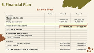 6. Financial Plan
105,000.00 255,000.00
Balance Sheet
 