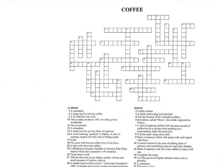 Coffee Fest Seattle Crossword #1 Coffee Fest Seattle Crossword #1