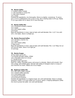 Coffee Recipes.pdf Coffee Lovers Recipes | PDF