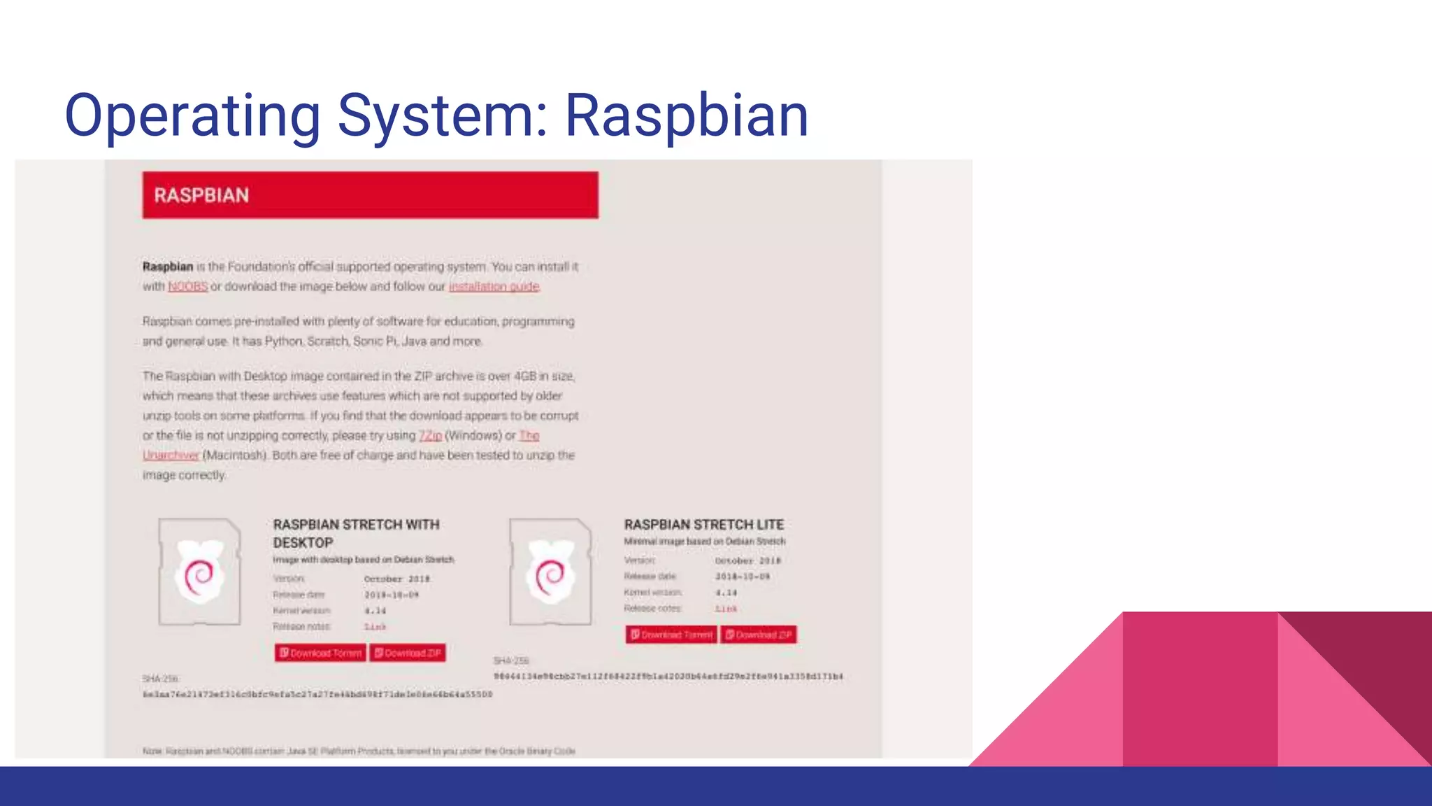Operating System: Raspbian
 
