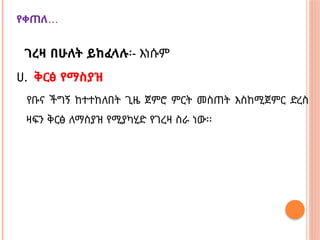 …
የቀጠለ
ገረዛ በሁለት ይከፈላሉ፡- እነሱም
ሀ. ቅርፅ የማስያዝ
የቡና ችግኝ ከተተከለበት ጊዜ ጀምሮ ምርት መስጠት እስከሚጀምር ድረስ
ዛፍን ቅርፅ ለማስያዝ የሚያካሂድ የገረዛ ስራ ነው፡፡
 