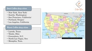 • New York, New York:
• Seattle, Washington:
• San Francisco, California:
• Portland, Oregon:
• Los Angeles, California
Best Coffee shop cities
• Laredo, Texas
• Toledo, Ohio
• Greensboro, N.C.
• North Las Vegas, Nev.
• Memphis, Tenn.
Worst Coffee shop cities
This Photo by Unknown author is licensed under CC BY-SA.
 