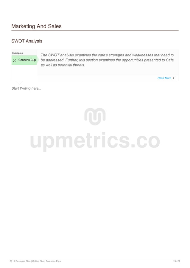 Coffee shop business plan example