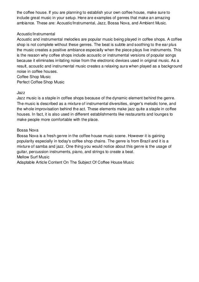 Coffee House Music Types Of Music That Make Amazing Coffee Shop Music