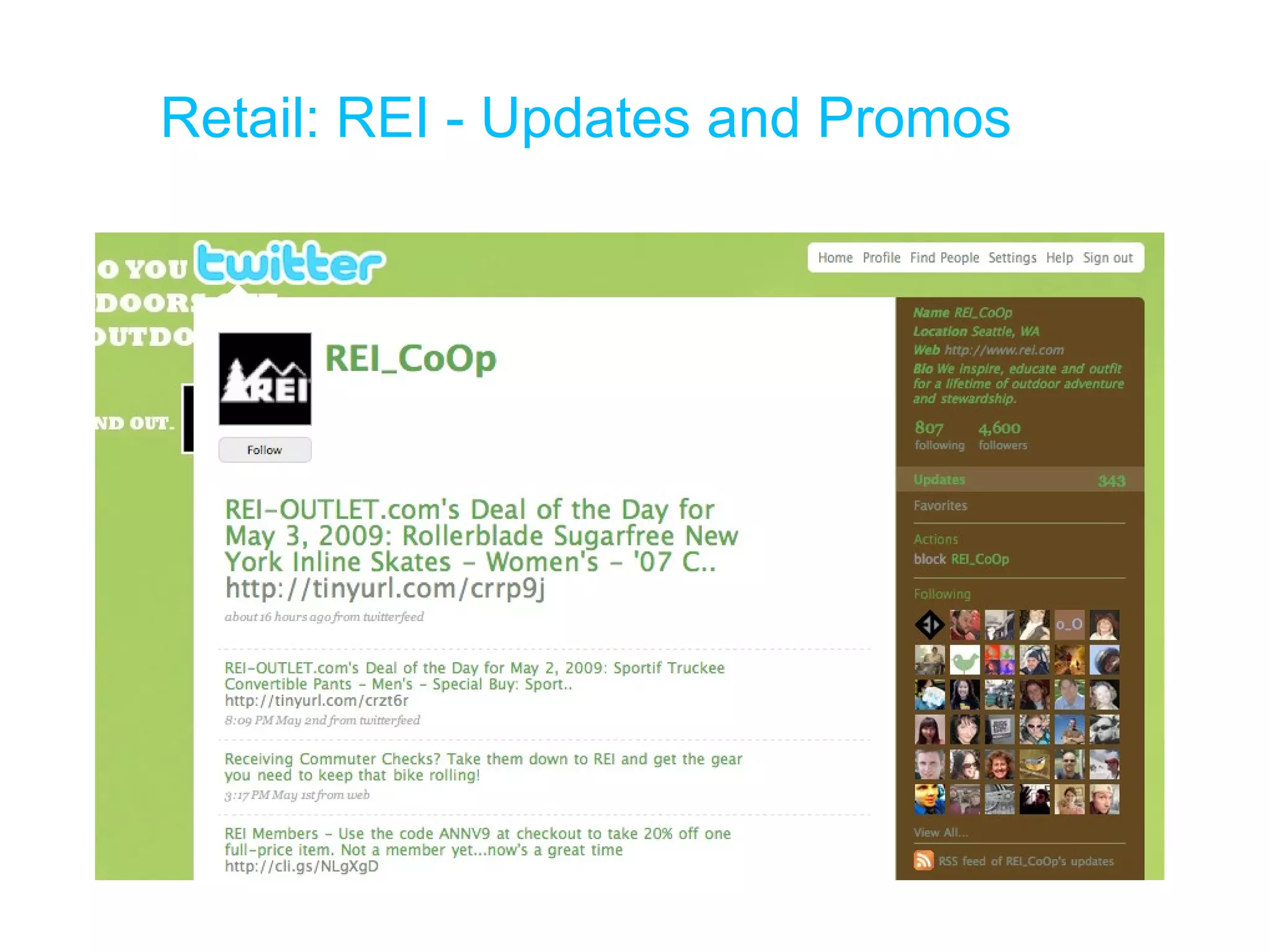 Retail: REI - Updates and Promos 