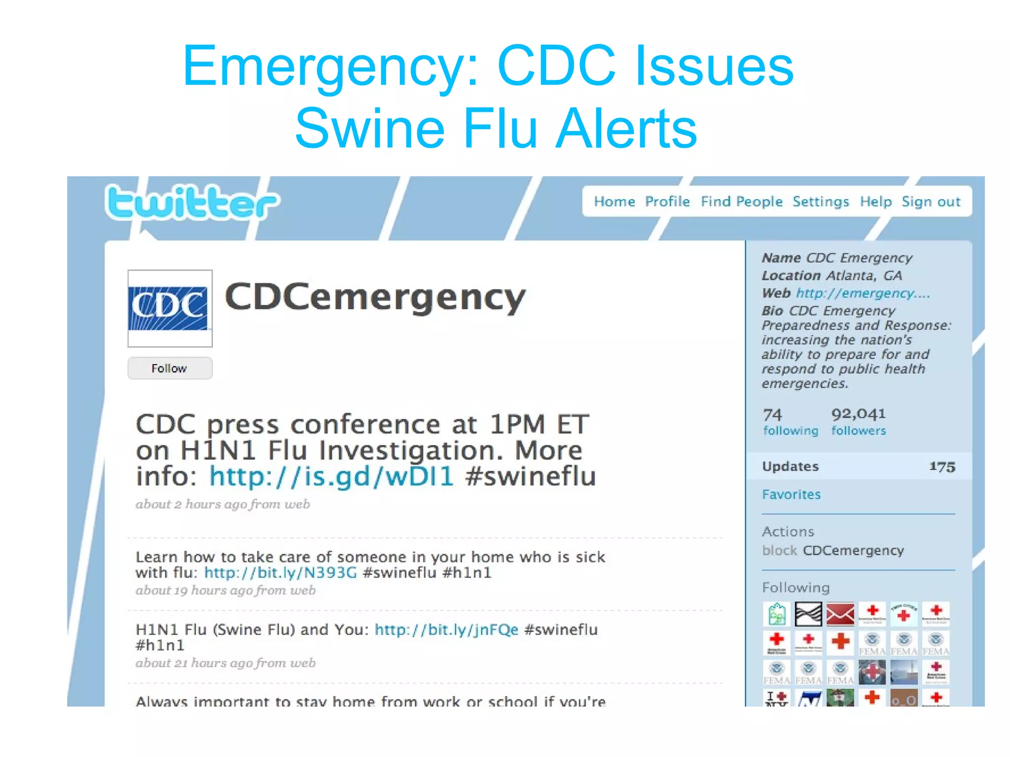 Emergency: CDC Issues  Swine Flu Alerts 