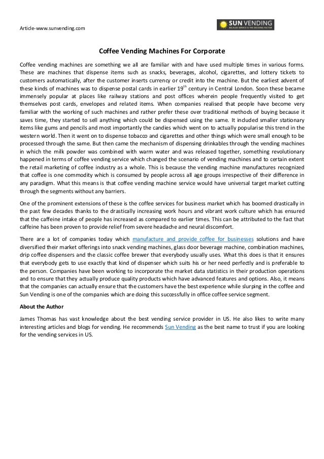 Coffee Vending Machines For Corporate