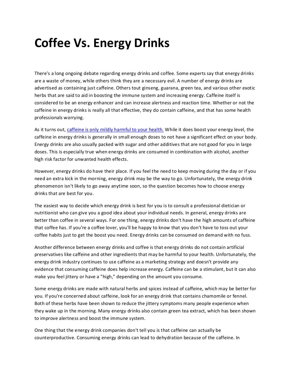 Coffee vs Energy Drinks