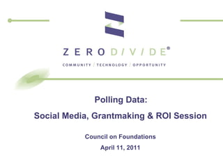 Polling Data:  Social Media, Grantmaking & ROI Session Council on Foundations April 11, 2011 