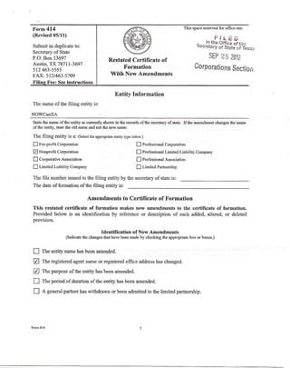 Certificate of Formation