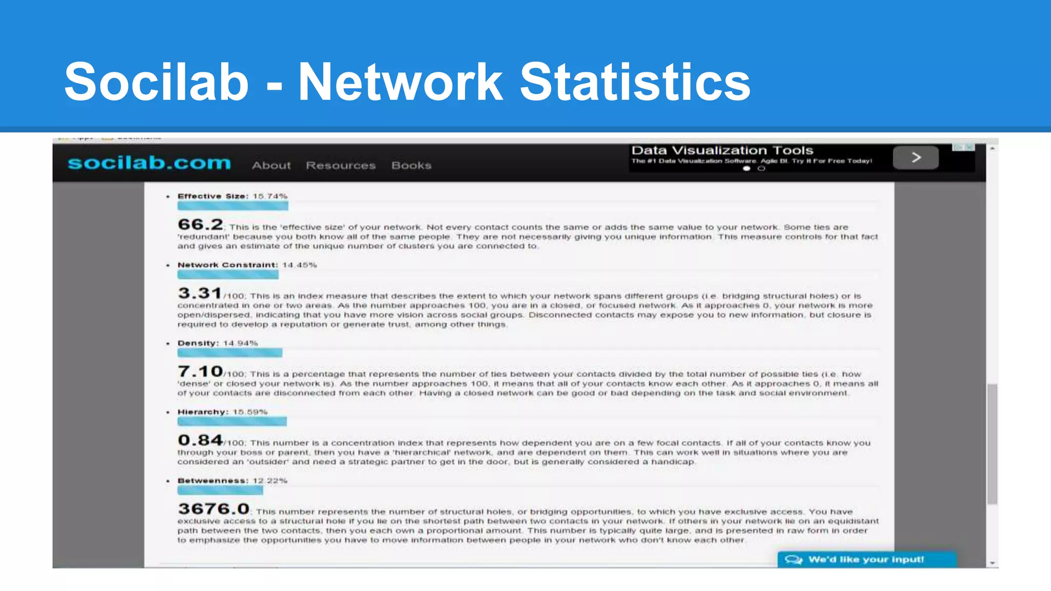 Socilab - Network Statistics
 