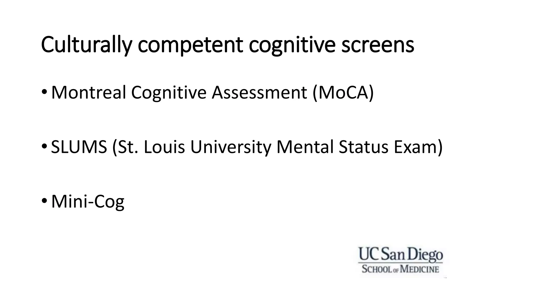 Culturally Competent Cognitive Screens | PPTX
