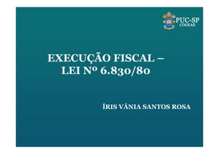 EXECUÇÃO FISCAL –
  LEI Nº 6.830/80


        ÍRIS VÂNIA SANTOS ROSA
 