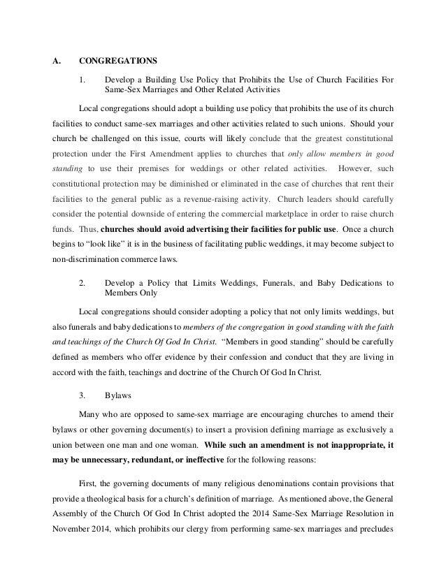 COGIC General Council Same Sex Marriage Guidence