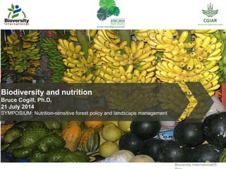 Biodiversity and nutrition
Bruce Cogill, Ph.D.
21 July 2014
SYMPOSIUM: Nutrition-sensitive forest policy and landscape management
Bioversity International/R.
 