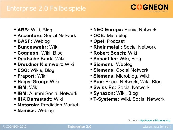 Cogneon Presentation Enterprise 2 0 Gfwm Stammtisch 2010 03 11