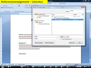 Zotero - Word Persönliches Wissensmanagement Referenzmanagement - Literatur 