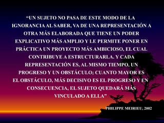 PERCIBIR EL OBJETO COMO DISTINTO DE TODO LO QUE NO ES ÈLCONOCERSISTEMA SIMBÓLICO AL QUE SE AÑADEN REGLAS DE USOSABER