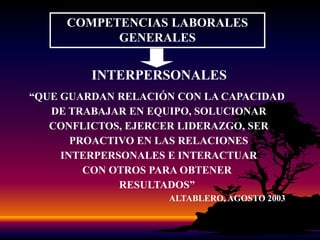 “EL OBJETIVO DE LA CAPACITACIÓN BASADA EN COMPETENCIAS ES DESARROLLAR UNA FUERZA LABORAL COMPETENTE, CON ÉNFASIS EN LA ADQUISICIÓN DE HABILIDADES PRÁCTICAS NECESARIAS EN LOS LUGARES DE TRABAJO, LAS CUALES SON DEFINIDAS POR LOS EMPLEADORES”.SOM SALUJA, 2000