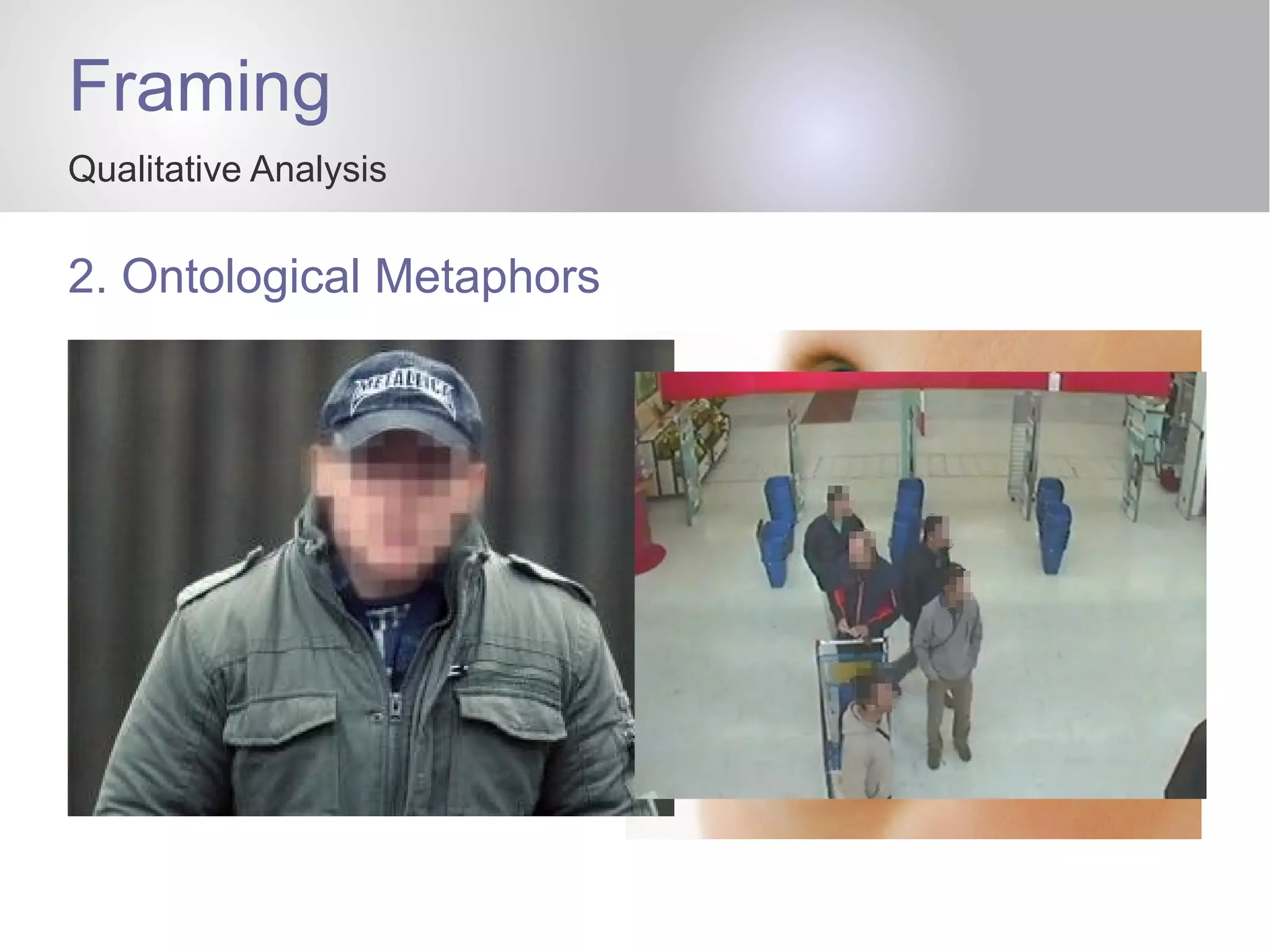 Framing
Qualitative Analysis
2. Ontological Metaphors