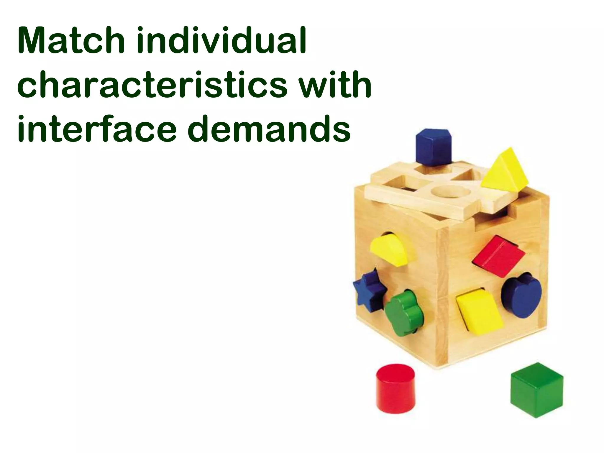 Match individual
characteristics with
interface demands
 