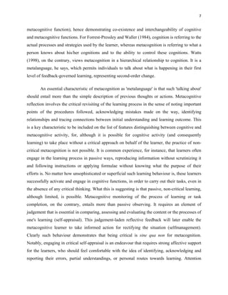 Cognitions about cognitions the theory of metacognition flavell | PDF