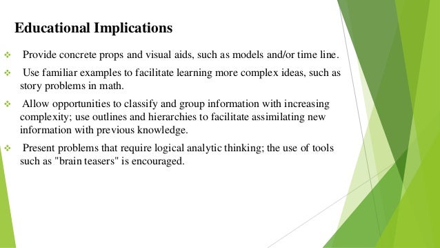 implications of piaget's theory of cognitive development in classroom