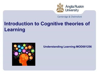 Introduction to Cognitive theories of
Learning
Understanding Learning:MOD001256
 