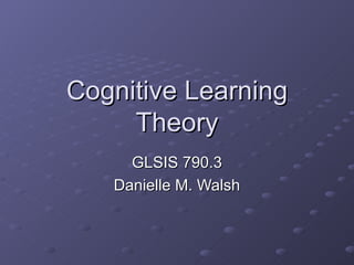 Cognitive Learning Theory GLSIS 790.3 Danielle M. Walsh 