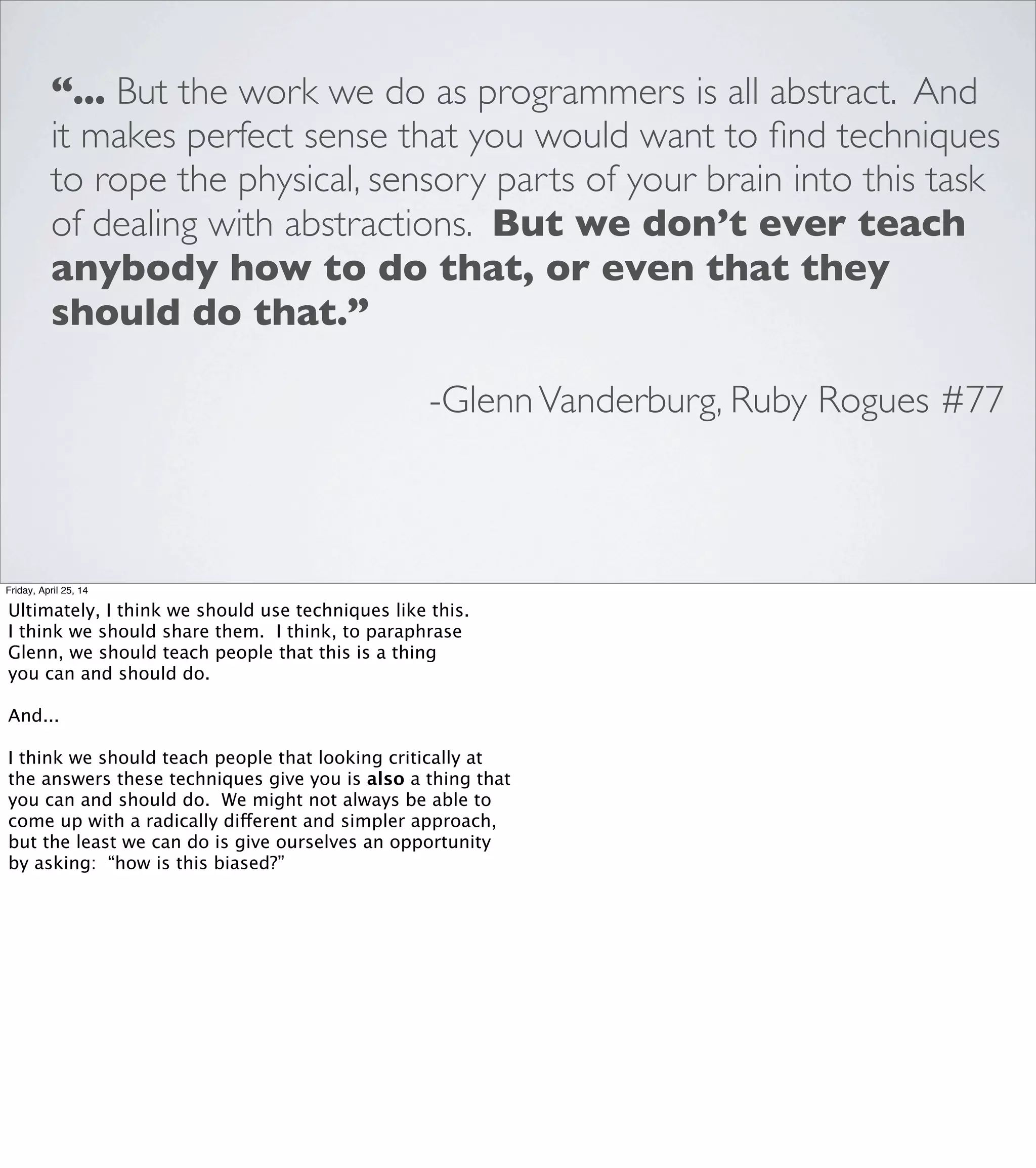 Cognitive Shortcuts: Models, Visualizations, Metaphors, and Other Lies (RailsConf 2014)