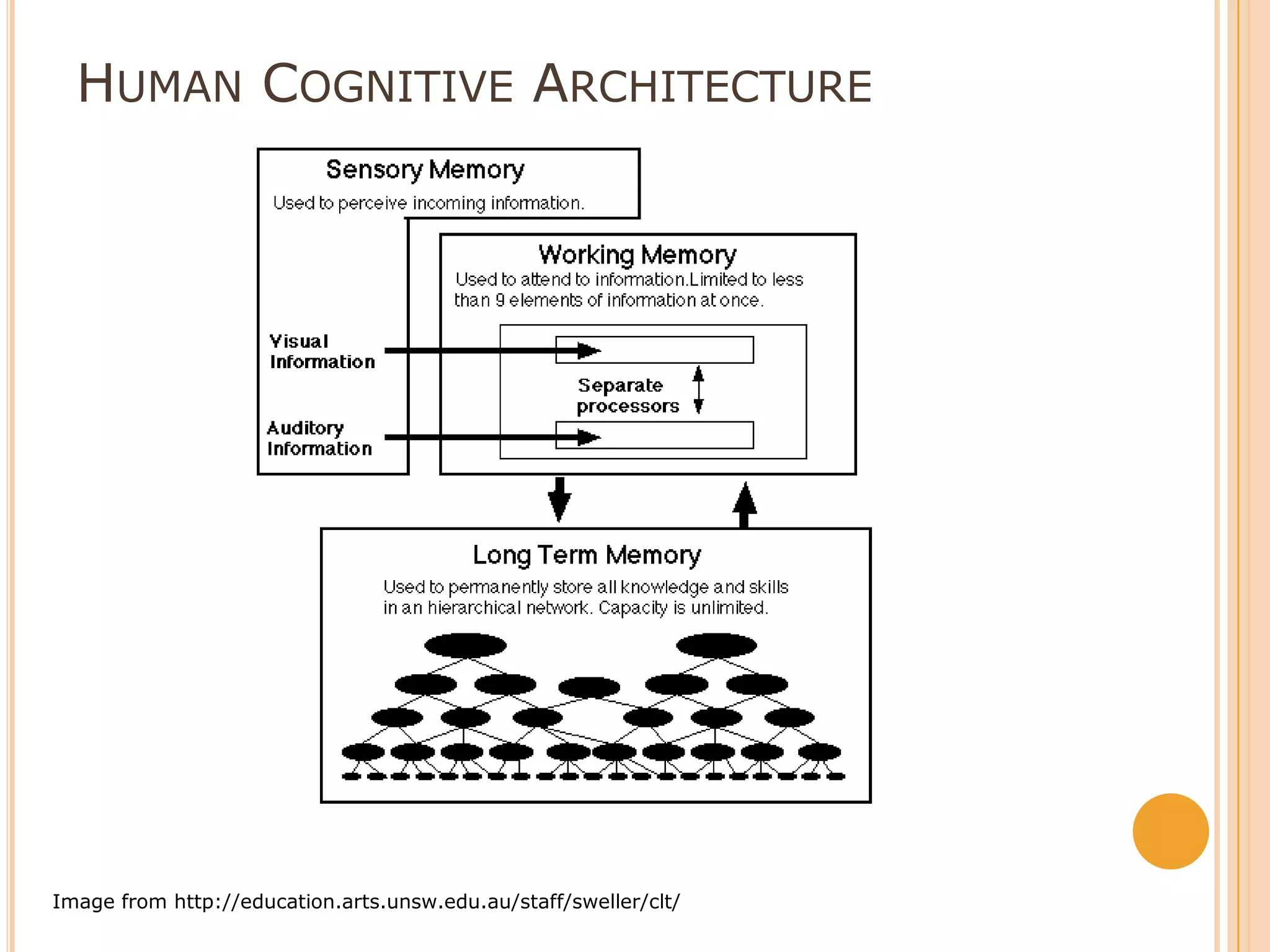 Human Cognitive Architecture Image from http://education.arts.unsw.edu.au/staff/sweller/clt/
