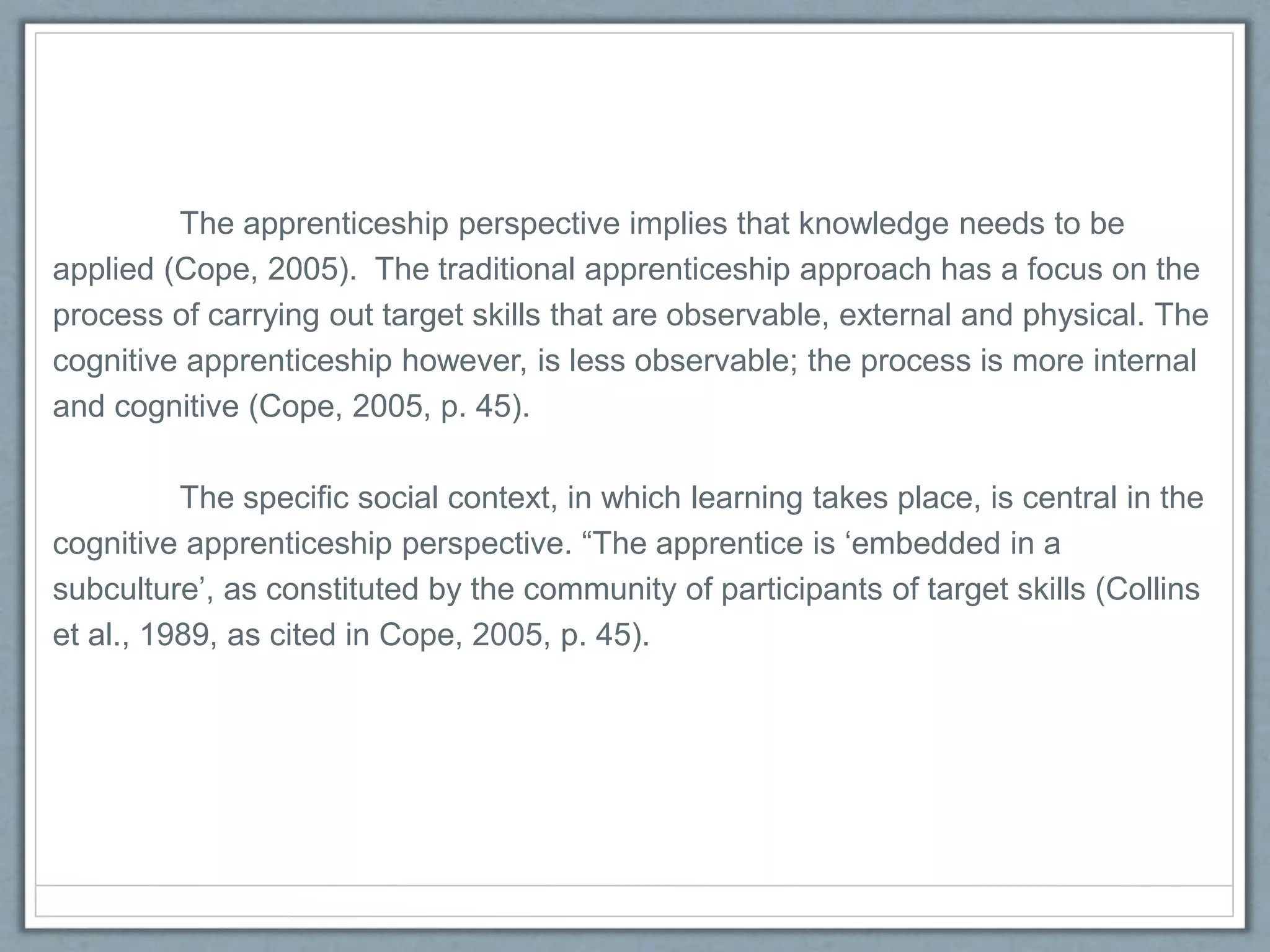 Cognitive apprenticeship | PPT