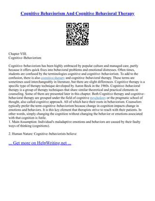 Cognitive Behavioral Theory Of Cognitive Behavior Therapy | PDF