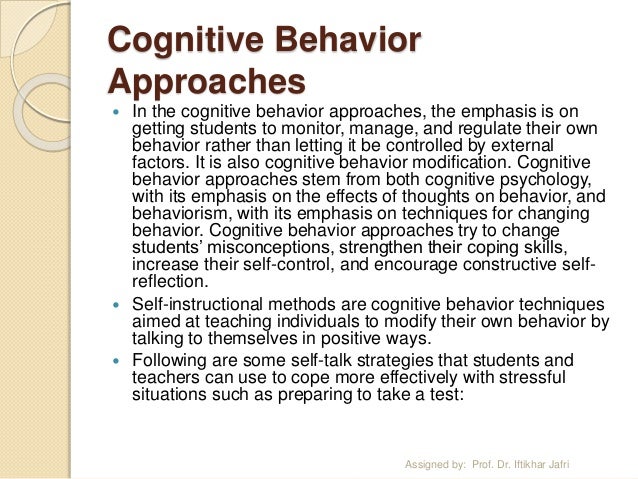  Cognitive behavior approach and self regulation