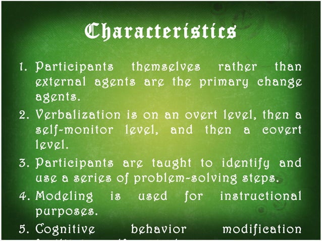 Cognitive behavior modification report | PPT