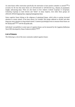 Systematic Cognitive Patterns cognitive bias is a systematic pattern t | PDF