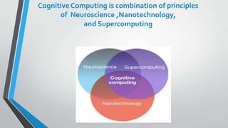 Cognitive Computing is combination of principles
of Neuroscience ,Nanotechnology,
and Supercomputing
 