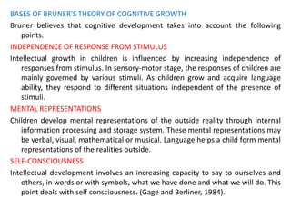 bruner theory of cognitive development slideshare