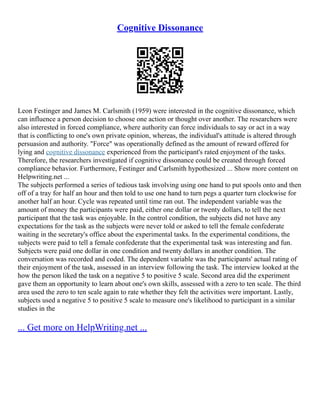 Cognitive Dissonance Examples PDF
