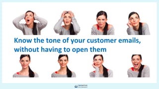 Copyright © 2018 FieldForcePro and/or its affiliates. All rights
reserved.
Know the tone of your customer emails,
without having to open them
 