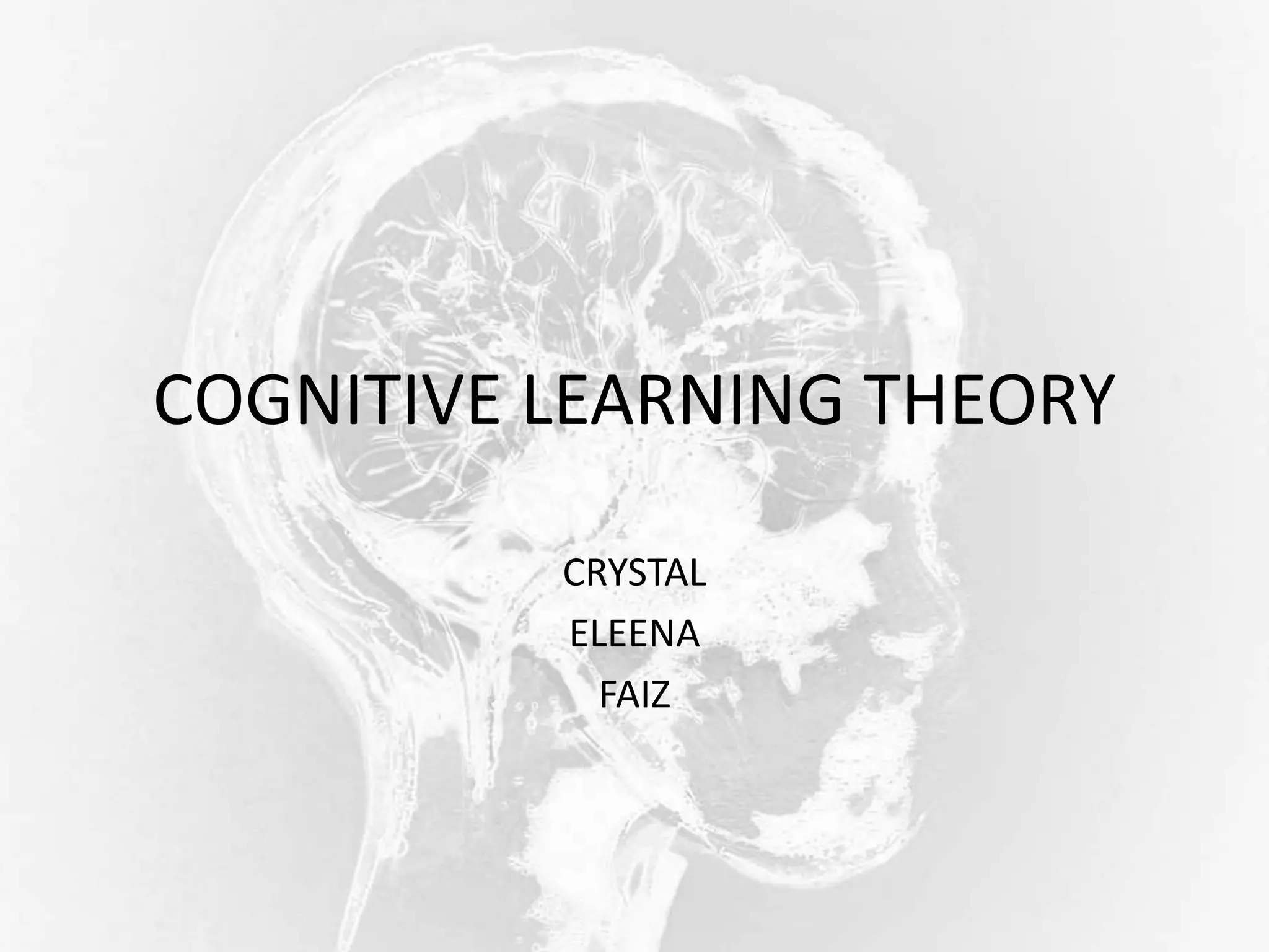 COGNITIVE LEARNING THEORY
CRYSTAL
ELEENA
FAIZ
 