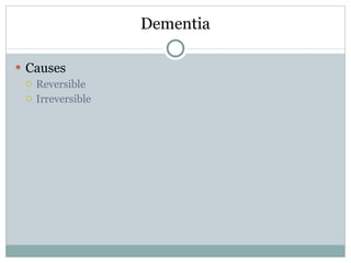 Dementia Causes Reversible Irreversible 