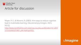 Cognitive Load in Multimedia Learning | PDF