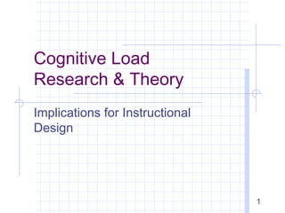 Cognitive Load
Research & Theory
Implications for Instructional
Design




                                 1
 