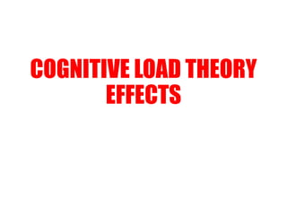 COGNITIVE LOAD THEORY
EFFECTS
 