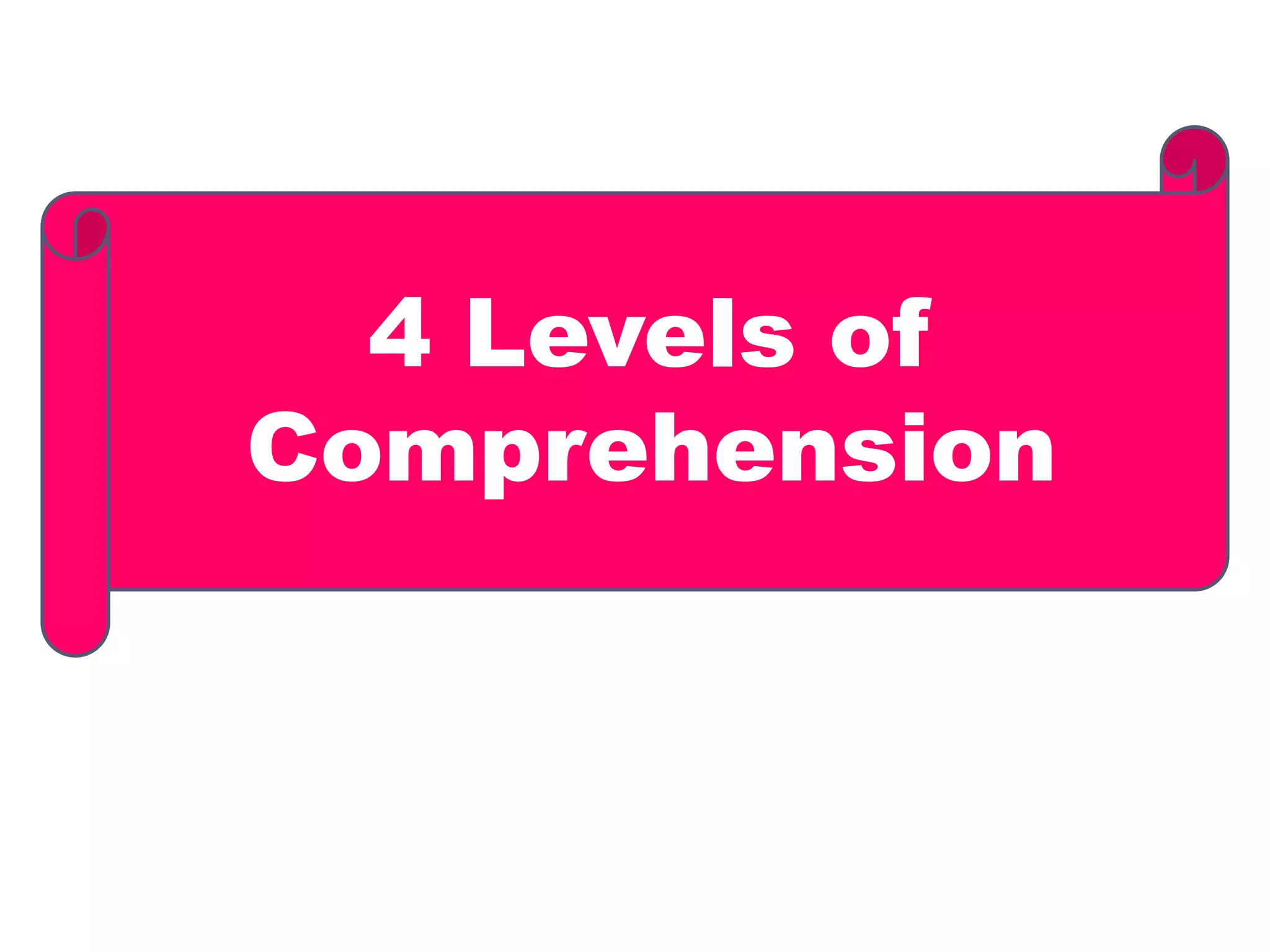 4 Levels of
Comprehension
 