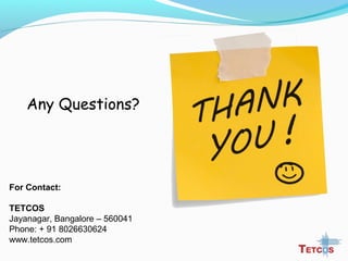 Any Questions?
For Contact:
TETCOS
Jayanagar, Bangalore – 560041
Phone: + 91 8026630624
www.tetcos.com
 